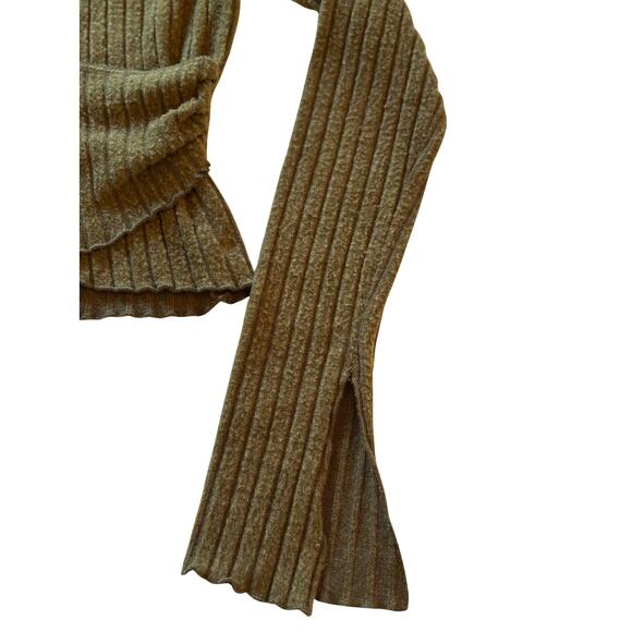 UO Out From Under Lila Brushed Rib Wrap Top | Olive Green | Women’s Small - Picture 10 of 10